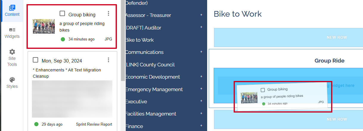 Evolve, Tabbed Widget, Drag and drop Your Content in the tabbed widget.