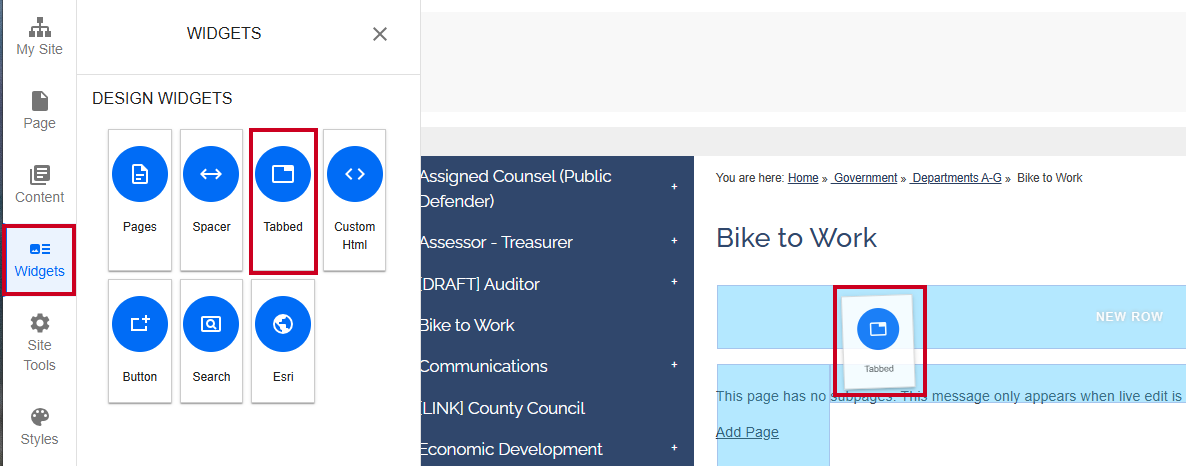 Drag and Drop the Tabbed Widget