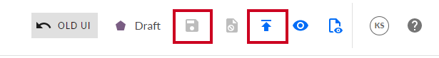 save and publish icons within the edit menu ribbon