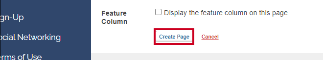 Create Page Option