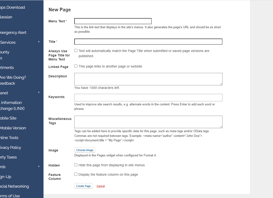 Fill New Page Fields
