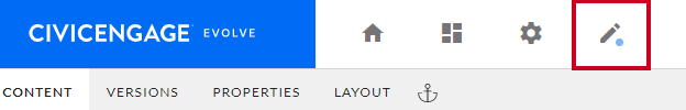 Live edit is on icon within menu navigation