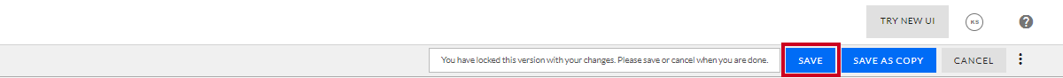 The button labeled Save in the top-right corner, under the Try New UI button.