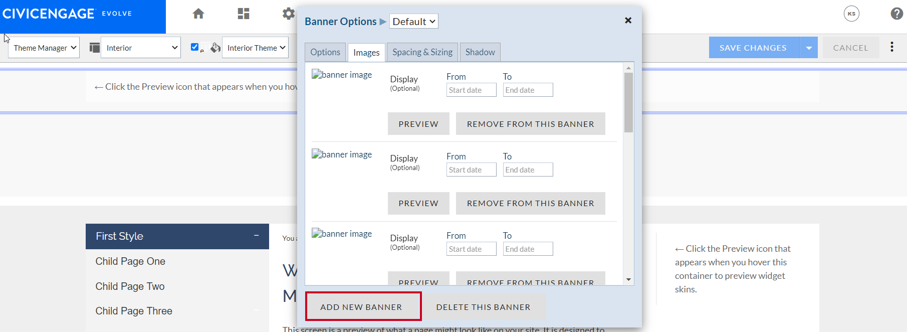 Click Add New Banner