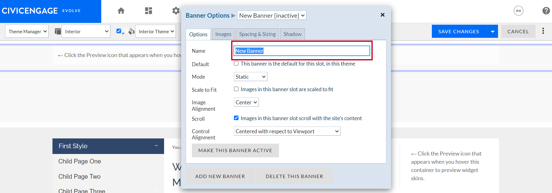 Enter Banner Name.