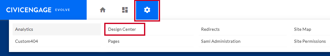 Click Site Tools and Design Center.