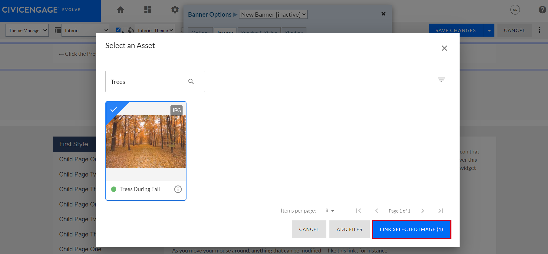 Click Link Selected Image.