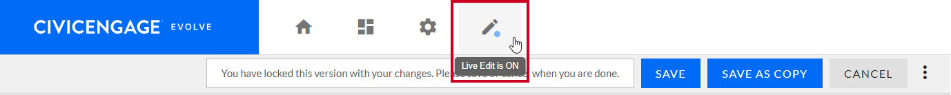 Ensure that live Edit is On