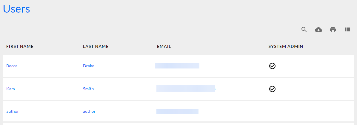 A list of users in the Users tab of Site Permissions.