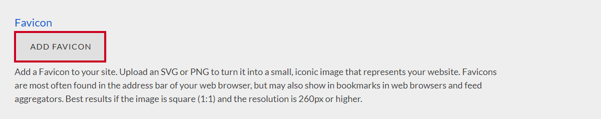 Click Add Favicon