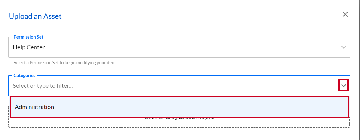 The categories found by clicking into the dropdown menu labeled Categories.