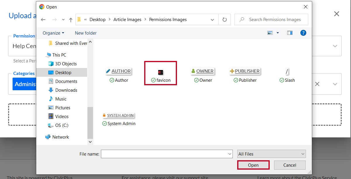 Select the file and click open