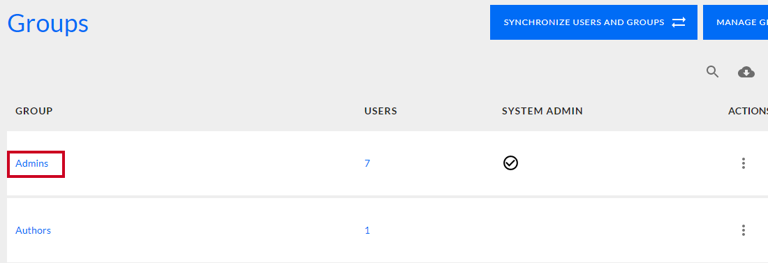 A group name, in the Group column.